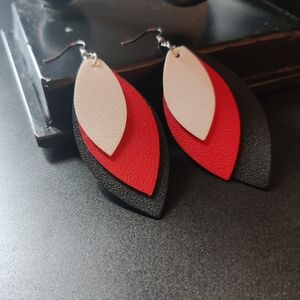 Layered petal leatherette earrings